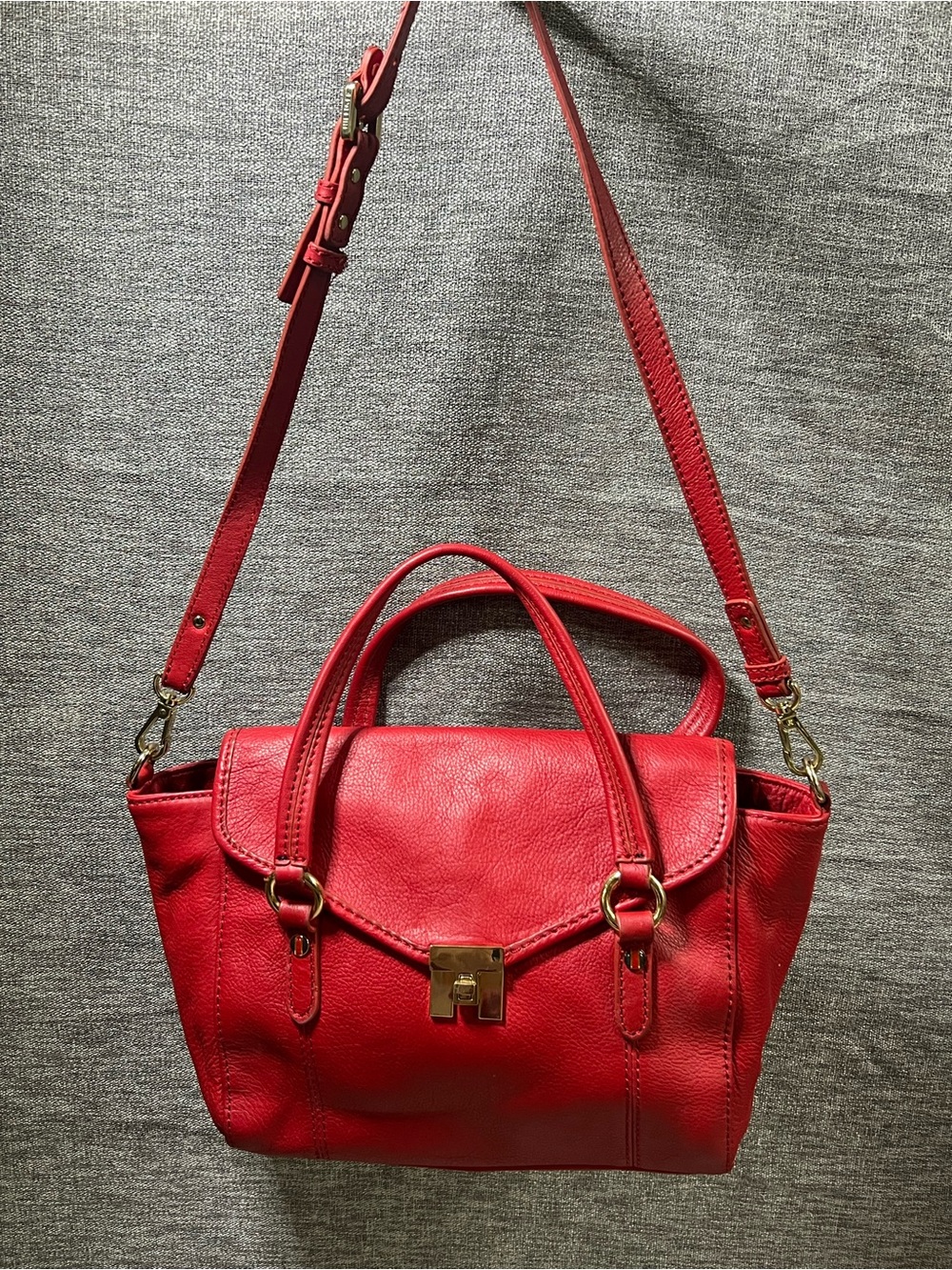 Tommy Hilfiger Red Leather Crossbody Satchel